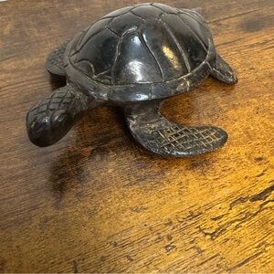 Vintage Cast Metal Sea Turtle Figurine Nautical Coastal Beach Decor Statue